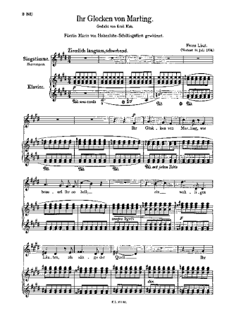 Franz Liszt Ihr Glocken Von Marling S.328 score for Piano