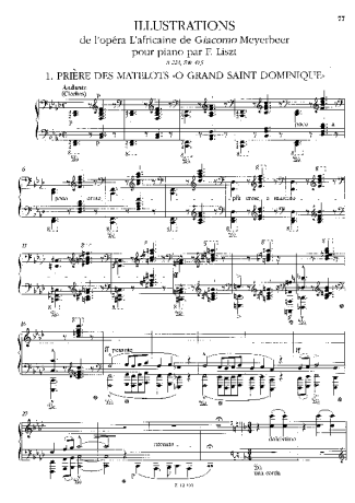 Franz Liszt Illustrations De L Opéra L Africaine S.415 score for Piano
