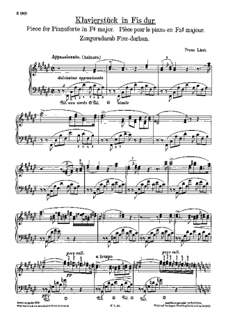 Franz Liszt Klavierstück S.193 score for Piano