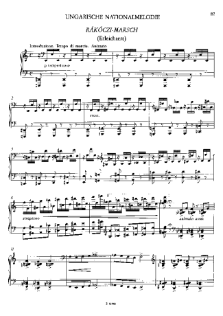 Franz Liszt Magyar Rapszódiák S.242 score for Piano