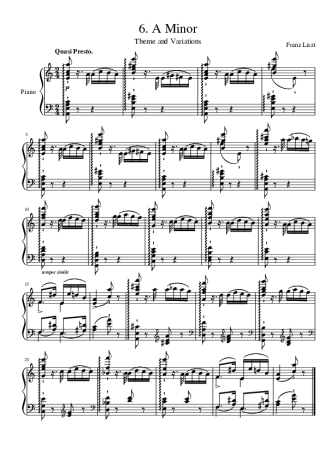 Franz Liszt Temas e Variações em Lá menor score for Piano