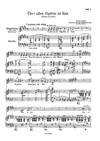 Franz Liszt Über Allen Gipfeln Ist Ruh S.306 score for Piano