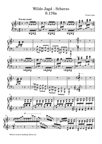 Franz Liszt Wilde Jagd  Scherzo S.176a score for Piano