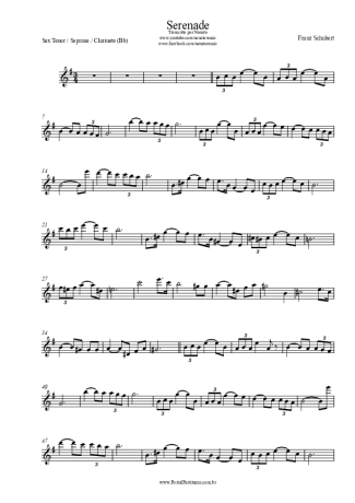 Franz Schubert Serenade score for Tenor Saxophone Soprano (Bb)