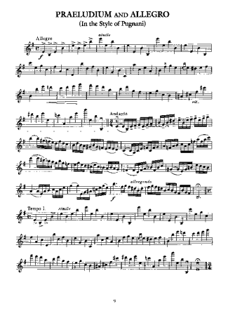 Fritz Kreisler Praeludium and Allegro score for Violin