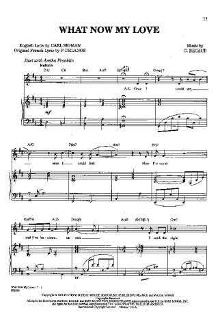 G. Becaud What Now My Love score for Piano