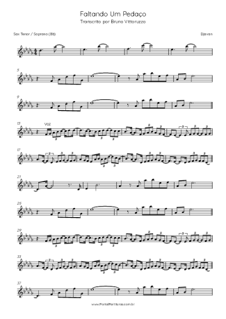 Gal Costa Faltando Um Pedaço score for Tenor Saxophone Soprano (Bb)