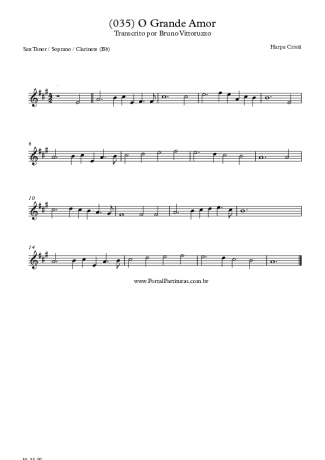 Harpa Cristã (035) O Grande Amor score for Tenor Saxophone Soprano (Bb)