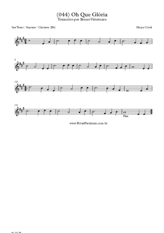 Harpa Cristã (044) Oh Que Glória score for Tenor Saxophone Soprano (Bb)