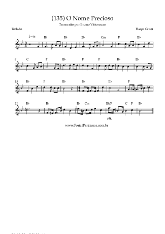 Harpa Cristã (135) O Nome Precioso score for Keyboard