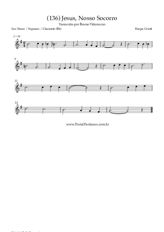 Harpa Cristã (136) Jesus Nosso Socorro score for Tenor Saxophone Soprano (Bb)