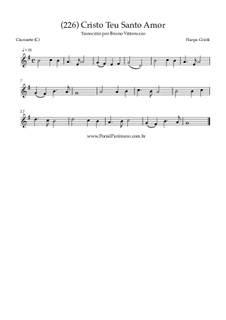 Harpa Cristã (226) Cristo Teu Santo Amor score for Clarinet (C)