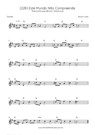 Harpa Cristã (228) Este Mundo Não Compreende score for Keyboard