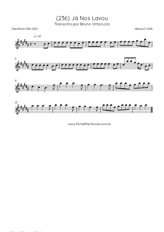 Harpa Cristã (236) Já Nos Lavou score for Alto Saxophone