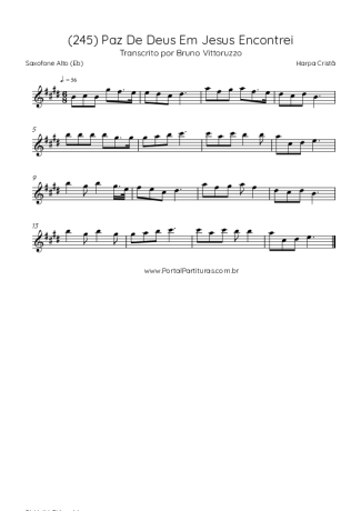 Harpa Cristã (245) Paz De Deus Em Jesus Encontrei score for Alto Saxophone