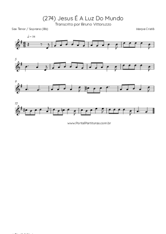 Harpa Cristã (274) Jesus É A Luz Do Mundo score for Tenor Saxophone Soprano (Bb)
