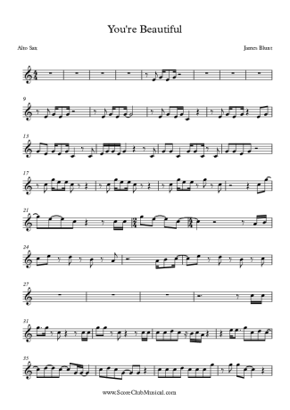 James Blunt  score for Alto Saxophone