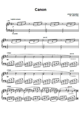 Johann Pachelbel Canon D score for Piano