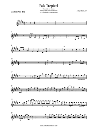Jorge Ben Jor País Tropical score for Alto Saxophone
