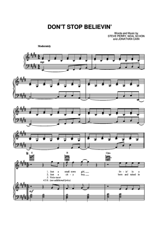 Journey Don´t Stop Believin´ score for Piano
