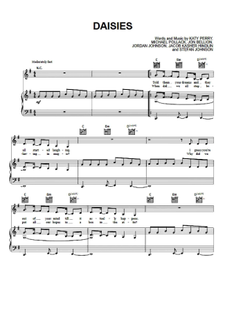 Katy Perry Daisies score for Piano