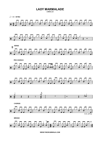 Labelle Lady Marmalade score for Drums