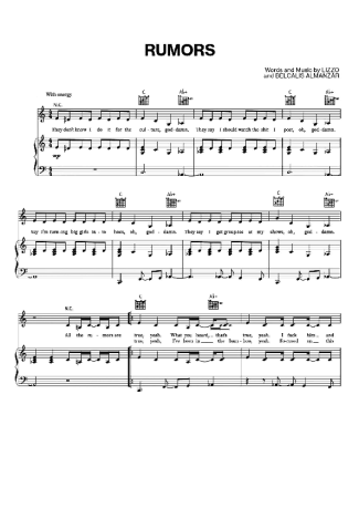 Lizzo feat. Cardi B  score for Piano