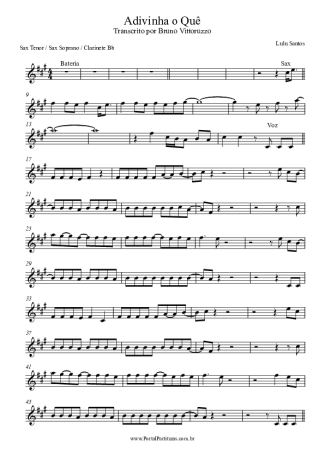 Lulu Santos Adivinha o Quê score for Tenor Saxophone Soprano (Bb)