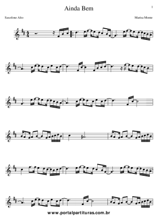 Marisa Monte  score for Alto Saxophone