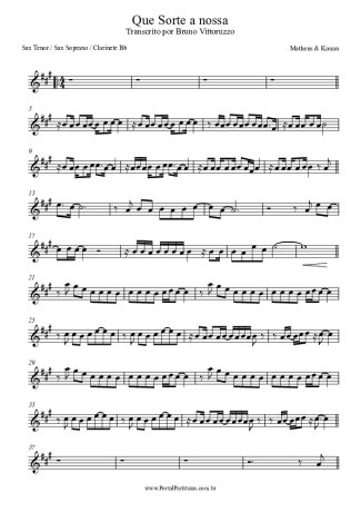 Matheus & Kauan  score for Tenor Saxophone Soprano (Bb)