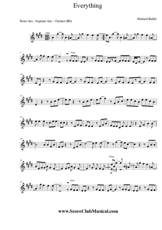 Michael Bublé  score for Tenor Saxophone Soprano (Bb)