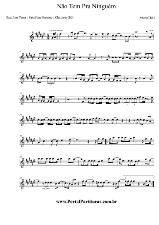 Michel Teló  score for Tenor Saxophone Soprano (Bb)