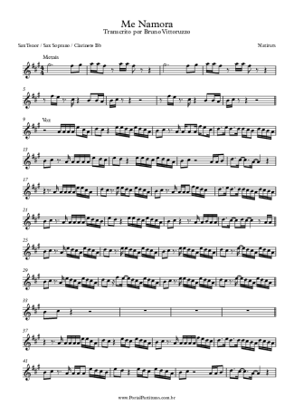 Natiruts Me Namora score for Tenor Saxophone Soprano (Bb)