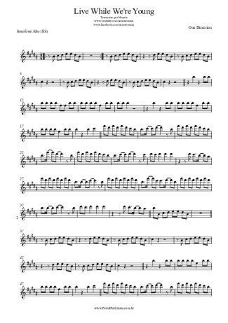 One Direction  score for Alto Saxophone