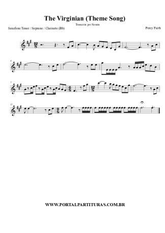 Percy Faith O Homem de Virgínia (The Virginian Theme Song) score for Tenor Saxophone Soprano (Bb)