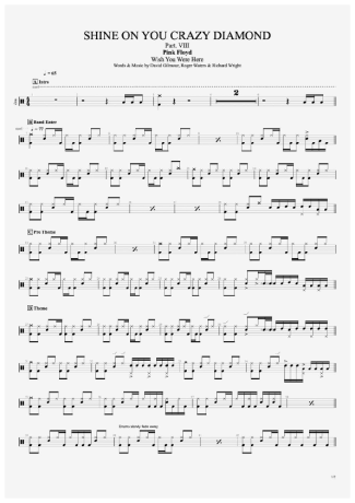Pink Floyd Shine On You Crazy Diamond (Part VIII) score for Drums