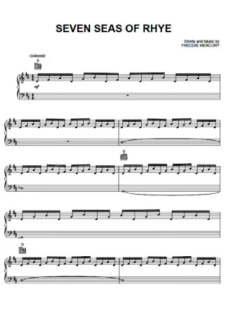 Queen Seven Seas Of Rhye score for Piano