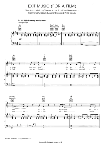 Radiohead Exit Music (For A Film) score for Piano