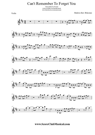 Shakira  score for Violin