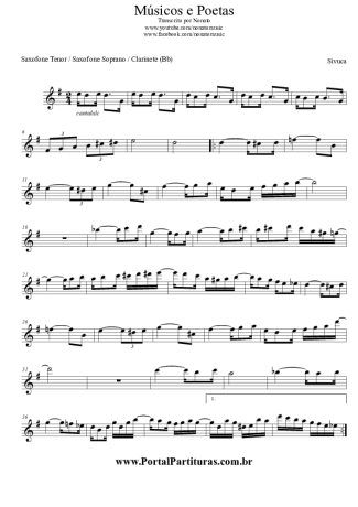 Sivuca Músicos e Poetas score for Tenor Saxophone Soprano (Bb)