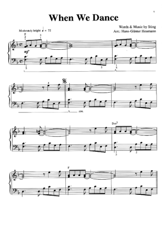 Sting When We Dance score for Piano