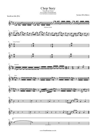 System Of A Down  score for Alto Saxophone