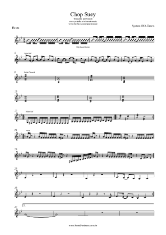 System Of A Down Chop Suey score for Flute