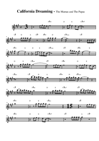 The Mamas and the Papas California Dreaming score for Alto Saxophone