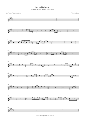The Monkees  score for Tenor Saxophone Soprano (Bb)