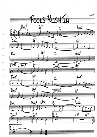 The Real Book of Jazz Fools Rush In score for Clarinet (C)