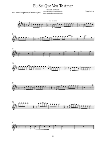 Tom Jobim Eu Sei Que Vou Te Amar score for Tenor Saxophone Soprano (Bb)