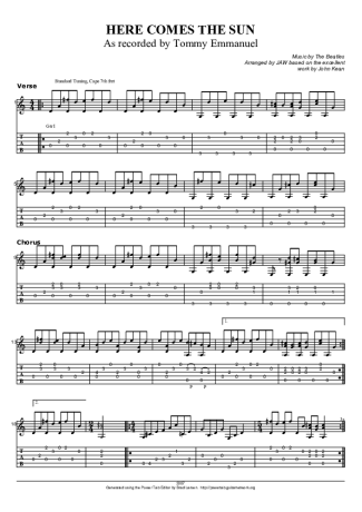 Tommy Emmanuel Here Comes The Sun score for Acoustic Guitar