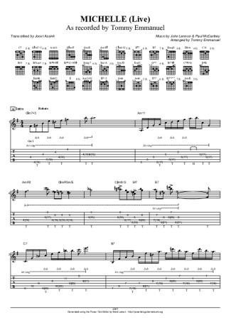 Tommy Emmanuel Michelle (The Beatles) score for Acoustic Guitar