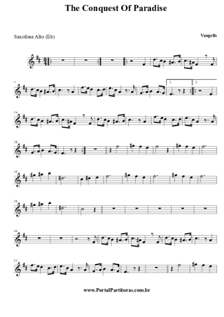 Vangelis  score for Alto Saxophone